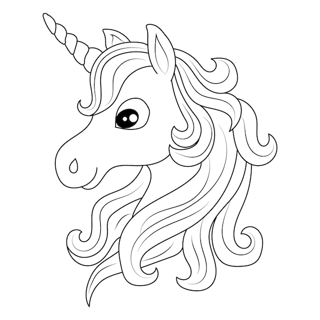 Premium vector unicorn kids line art coloring page vector blank printable design for children