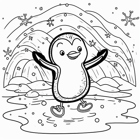 Penguin free coloring page color all day