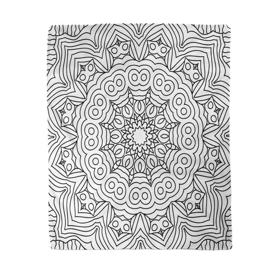 Rouihot x inches throw blanket coloring page for adults part of intricate mandala tribal warm cozy print flannel home decor fortable blanket for couch sofa bed home kitchen
