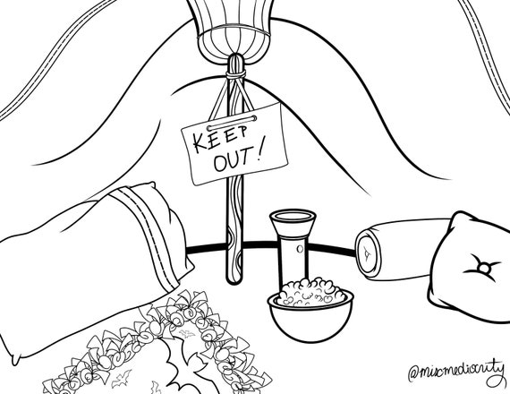 Blanket fort coloring page