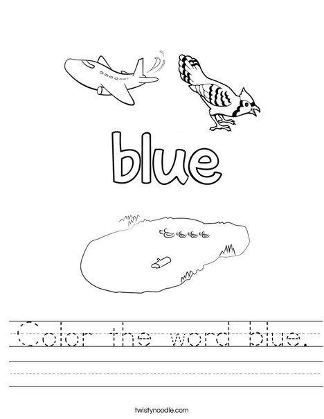 Color the word blue worksheet