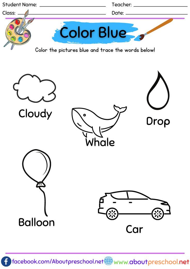 Color worksheets blue ingilizce