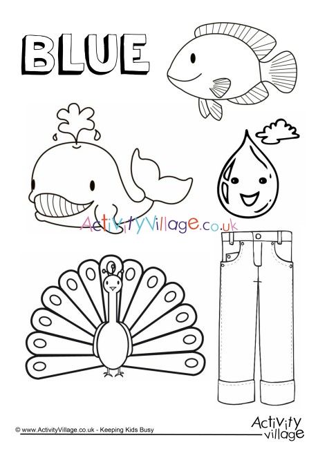 Blue things colouring page color worksheets for preschool preschool color activities color blue activities