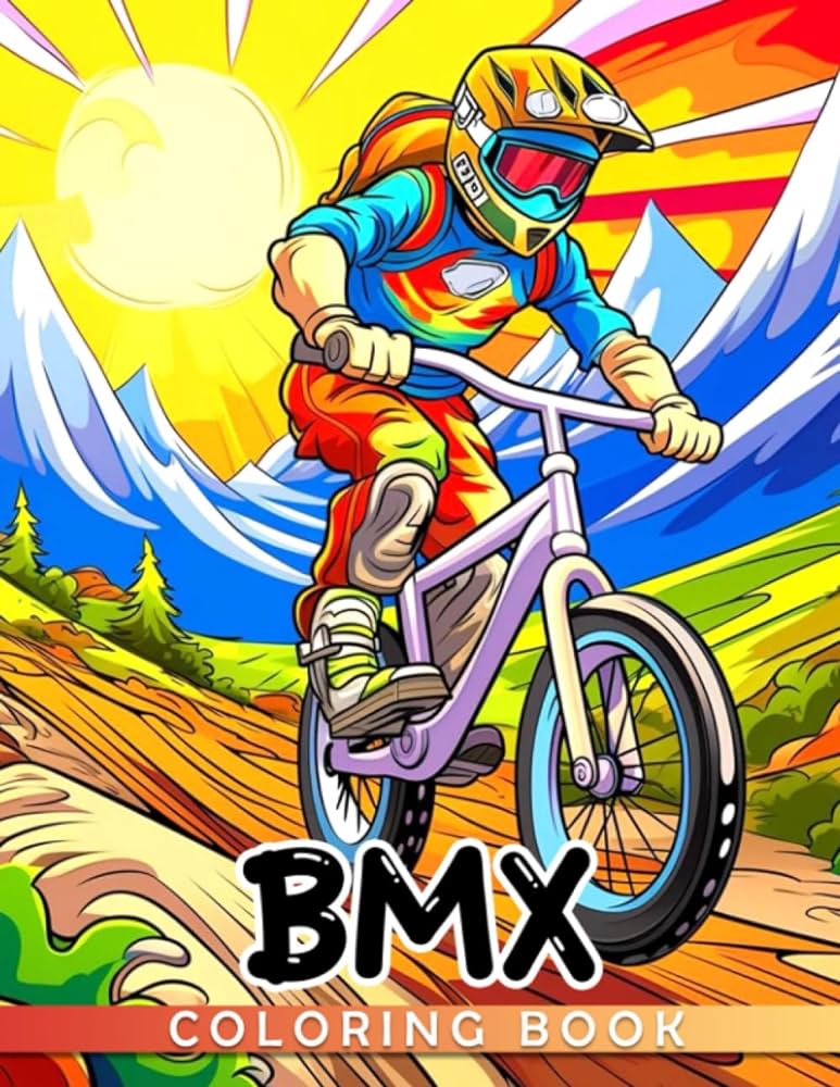 Bmx coloring book amazing coloring pages with beautiful illustrations ideal gift for all ages to have fun and relax maddox kira books