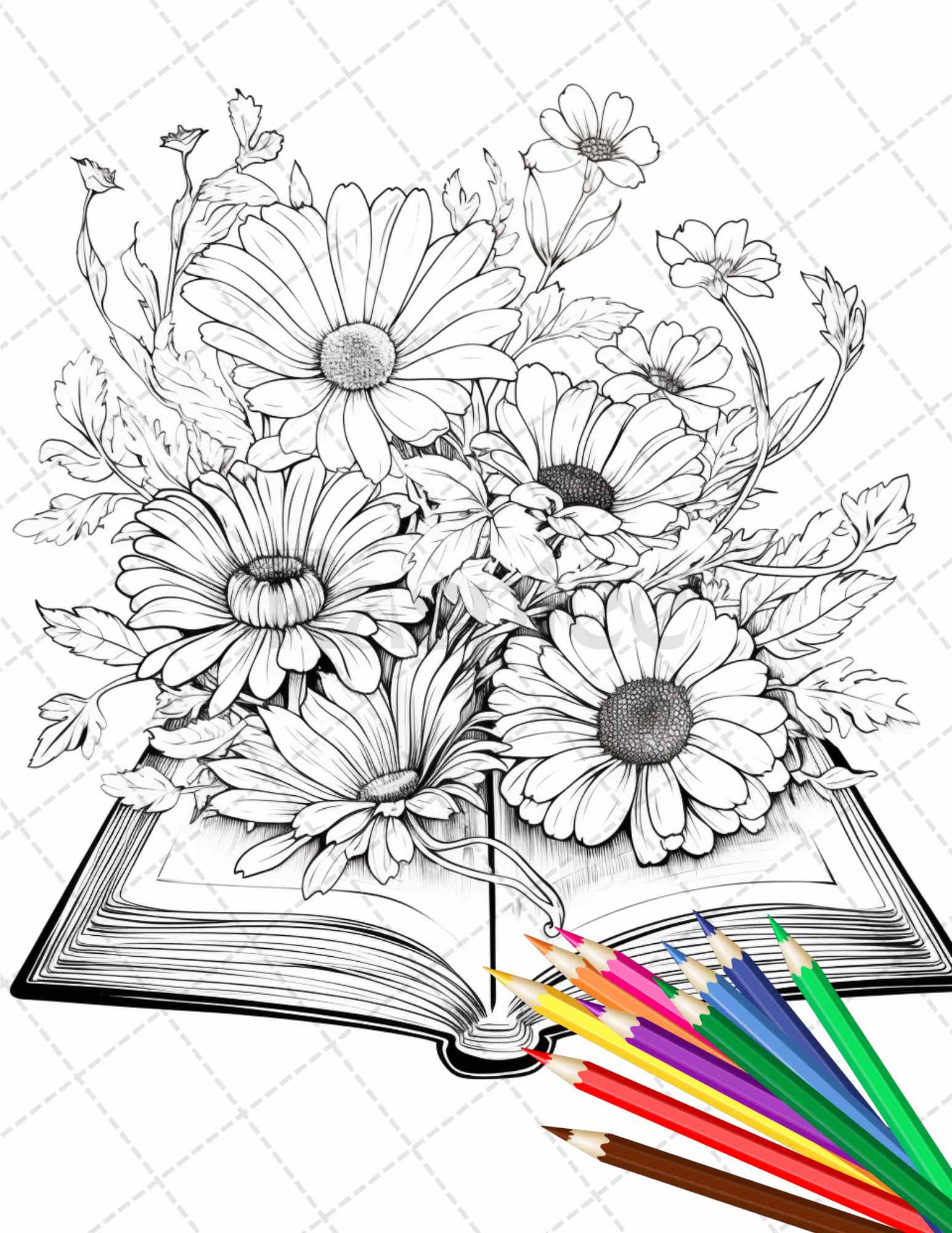 Book flowers coloring pages printable for adults grayscale colorin â coloring