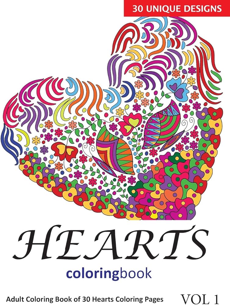 Hearts coloring book coloring pages of heart designs in coloring book for adults vol rai sonia books