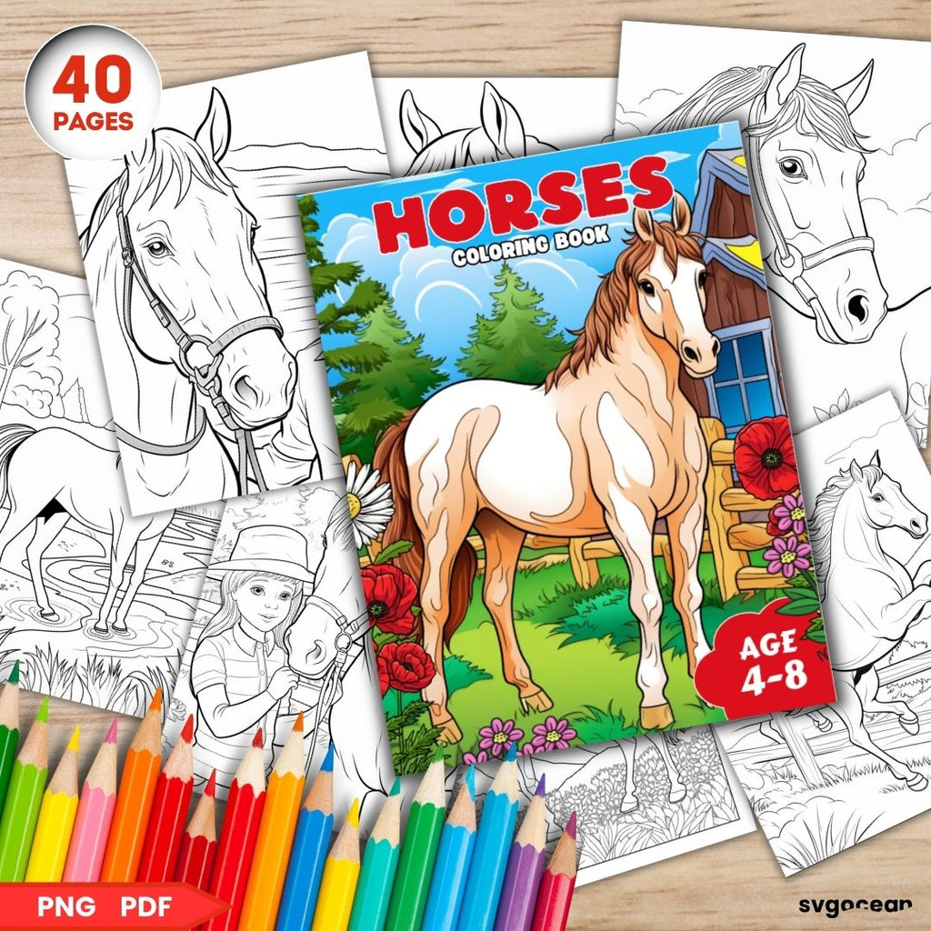 Horses coloring book coloring pages for kids