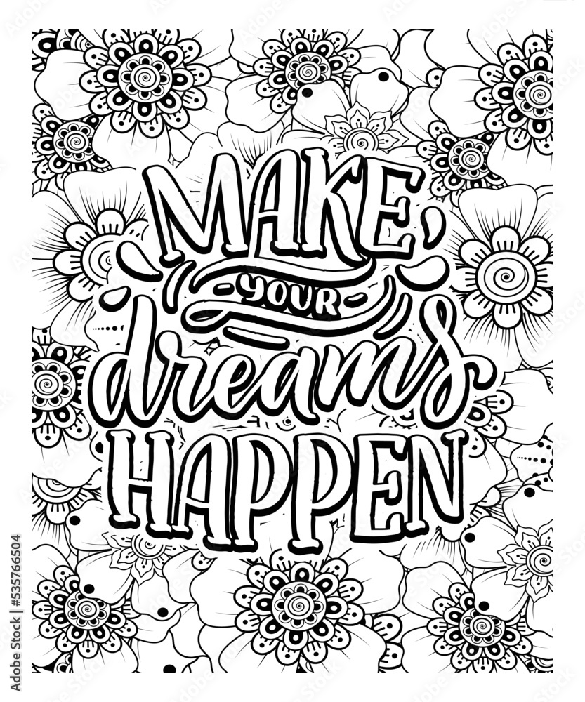 Motivational quotes coloring pages design inspirational words coloring book pages design vector
