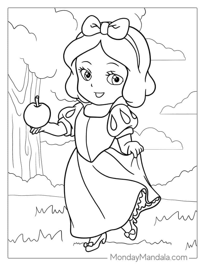 Snow white coloring pages free pdf printables