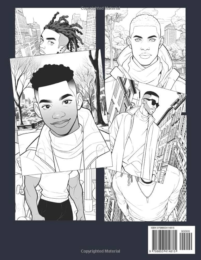 Handsome black men coloring book fabulous coloring pages features beautiful african american illustrations for adults teens relaxation and stress relieving nataniel david books