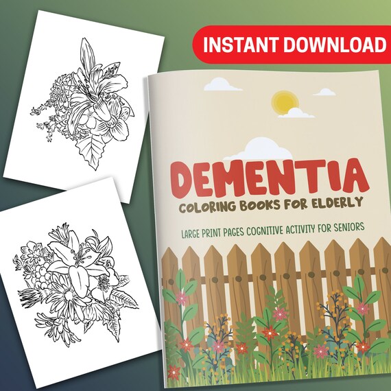 Best value dementia coloring books for elderly instant download large print pages cognitive activity for seniors w spring garden more