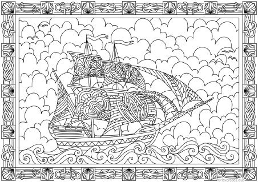 Ship printable adult coloring page from favoreads coloring book pages for adults and kids coloring sheets coloring designs