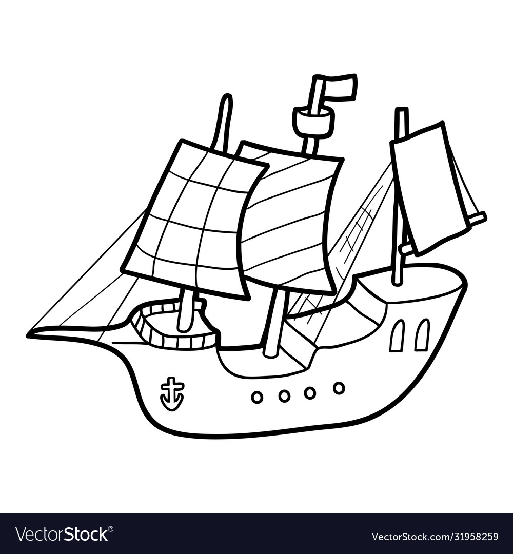 Coloring book sailing ship royalty free vector image