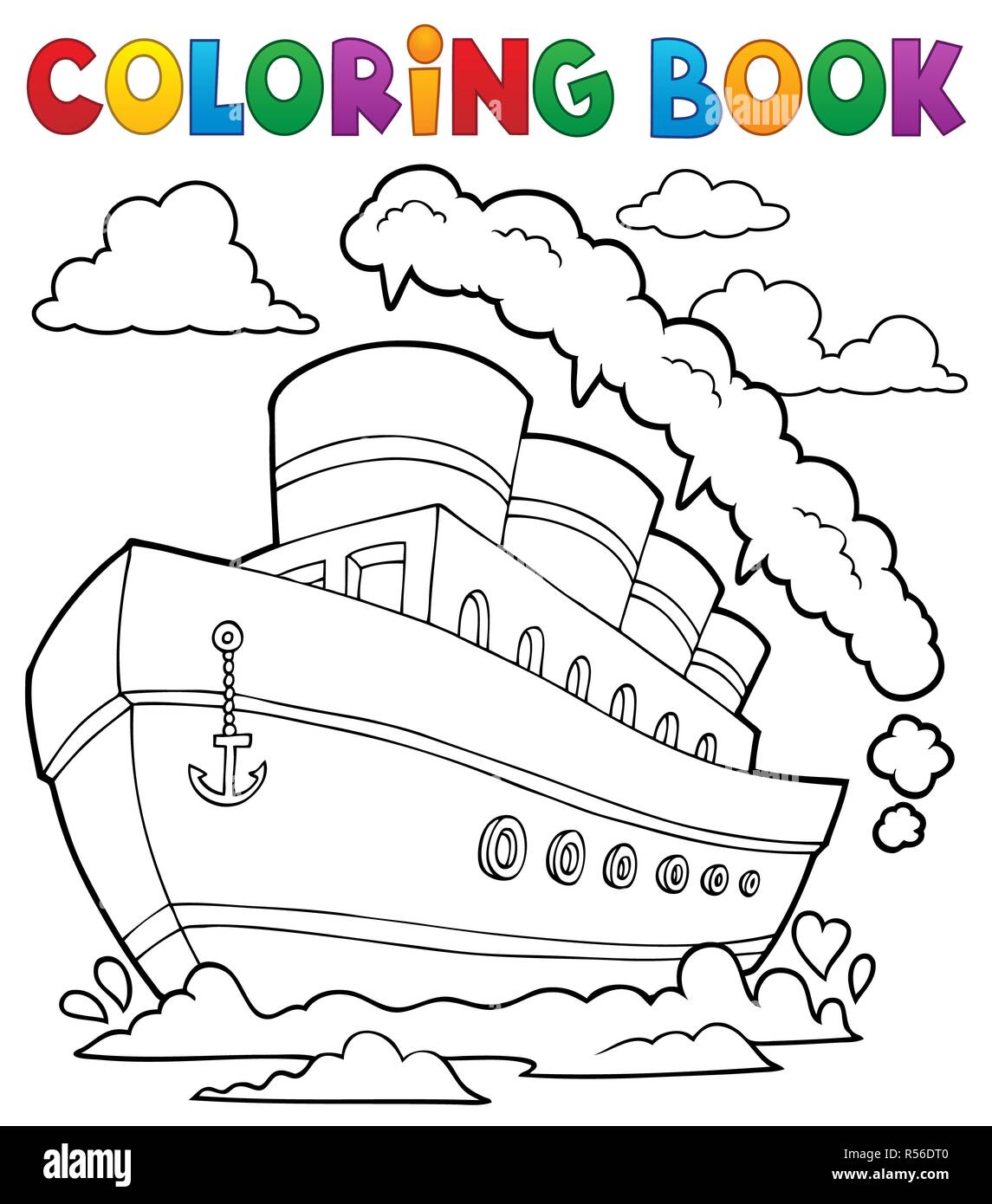 Coloring book nautical ship stock photo