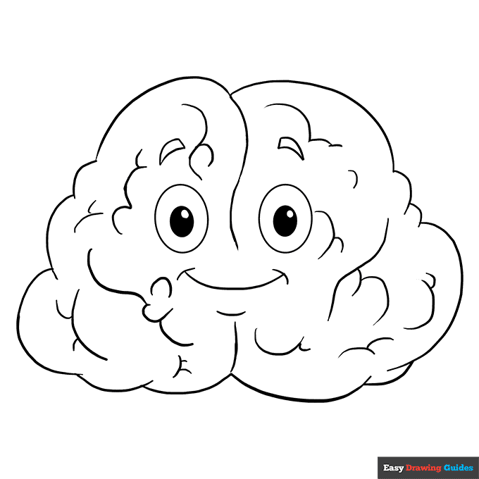 Brain coloring page easy drawing guides