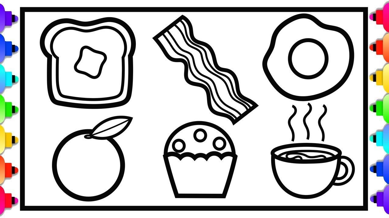 Glitter breakfast food drawing and coloring for kids ðððâð breakfast foo food coloring pages coloring for kids food drawing