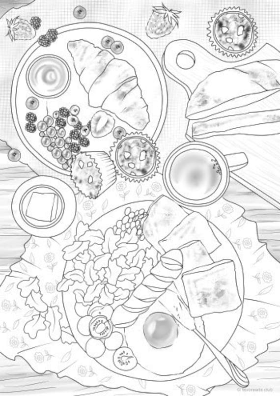Breakfast printable adult coloring page from favoreads coloring book pages for adults and kids coloring sheets coloring designs instant download