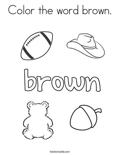 Color the word brown coloring page