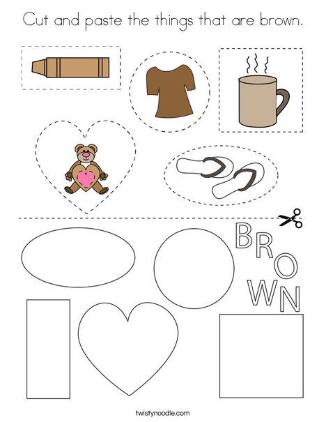 Cut and paste the things that are brown coloring page