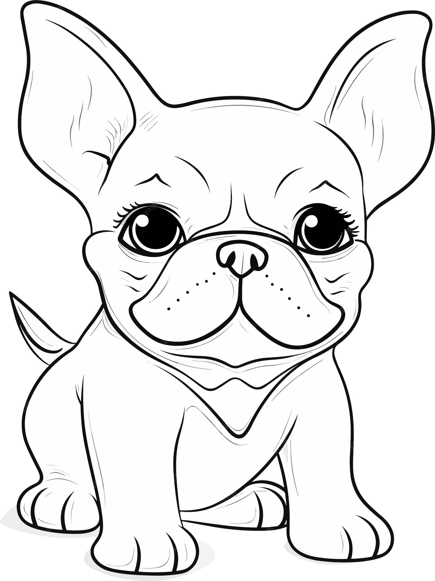 Premium vector a french bulldog coloring page