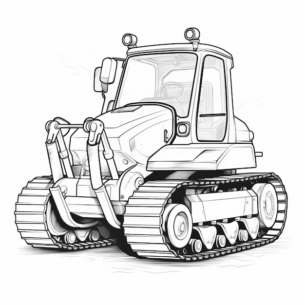 Premium ai image bulldozer coloring page monochromatic sketches for simple line art