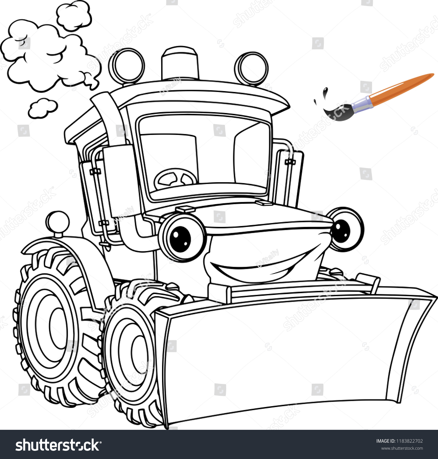 Funny tractor bulldozer coloring pages coloring stock vector royalty free