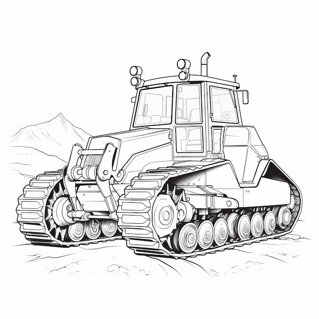 Premium ai image minimalist tractor and bulldozer coloring pages for kids