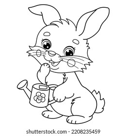 Coloring page outline cartoon cute bunny stock vector royalty free