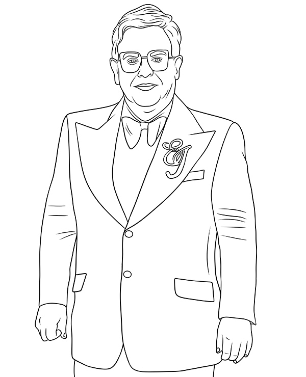 Elton john coloring page sheet