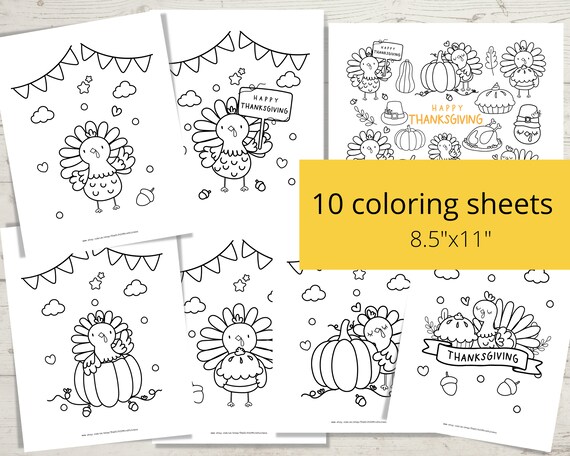 Printable thanksgiving coloring pages thanksgiving coloring sheets turkey coloring pages for kids instant download us letter x instant download