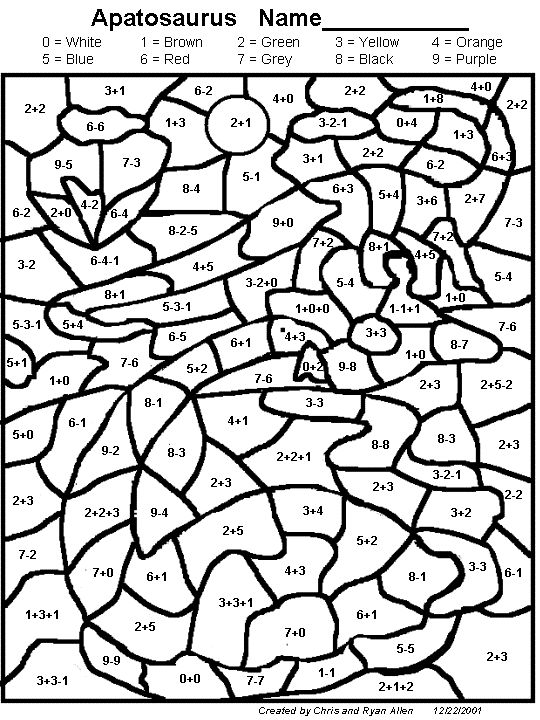 Apatosaurus math activity printout thanksgiving math worksheets math coloring math coloring worksheets