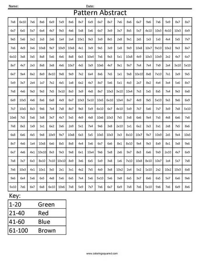 Printable color by number multiplication pdf
