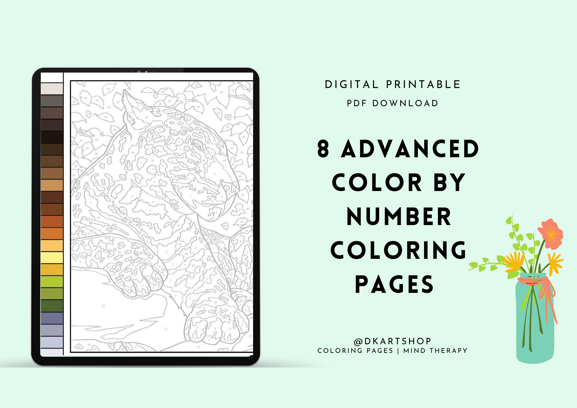 Advanced color by number coloring pages color therapy