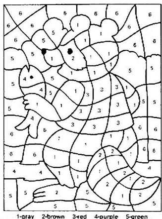 Bear color by numbers all kids network