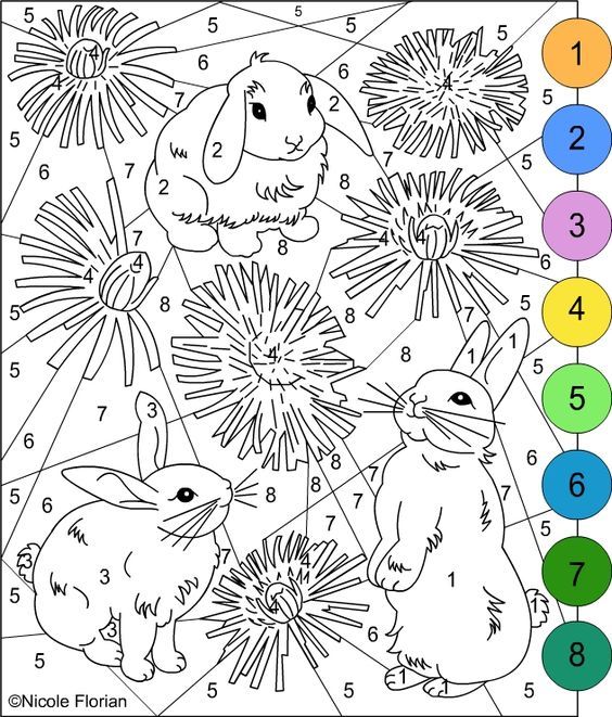 Nicoles free coloring pages color by number bunnies coloring pages bunny coloring pages easter coloring pages free coloring pages