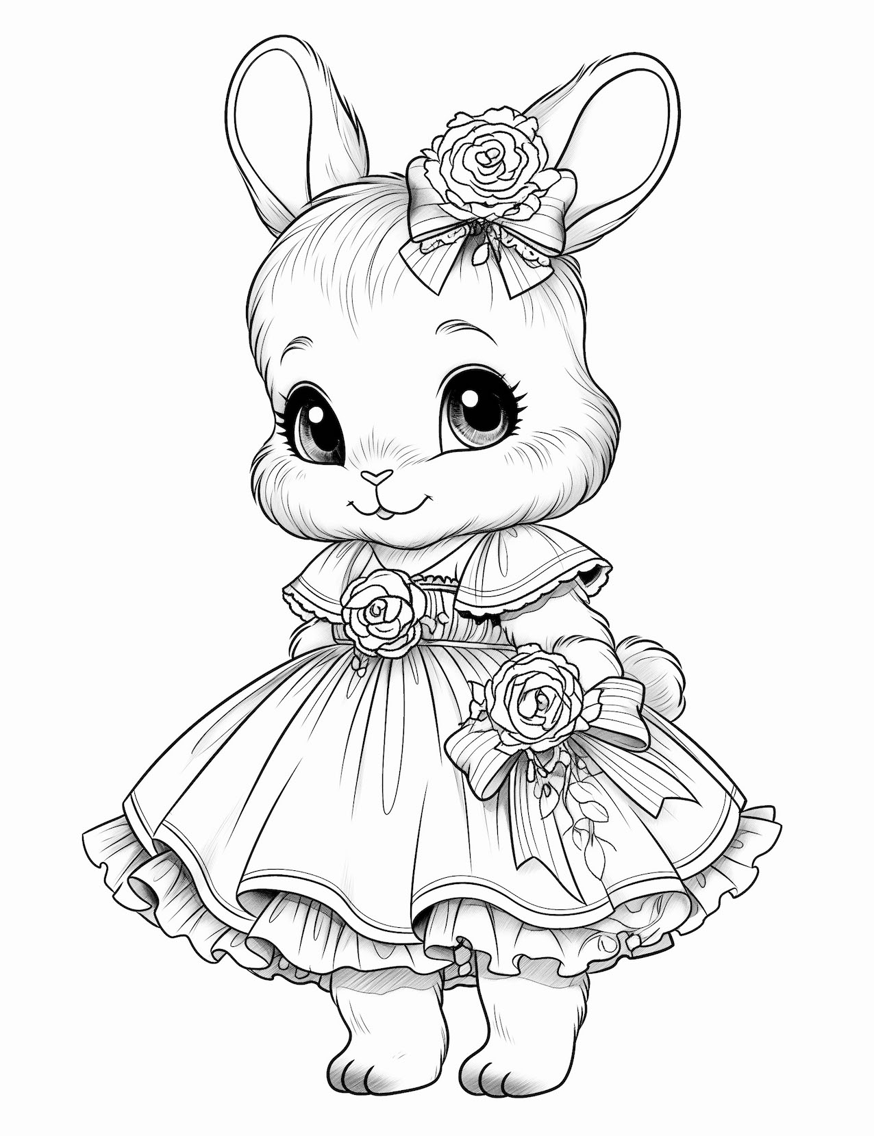 Cute bunny coloring pages for kids and adults