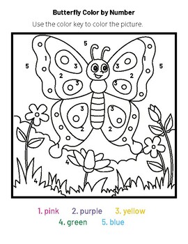 Spring color by number butterfly bee puppy flowers by deborah jimenez