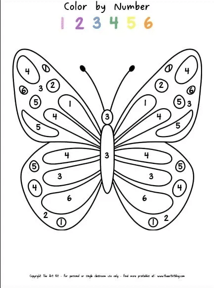 Butterfly color by number free homeschool deals