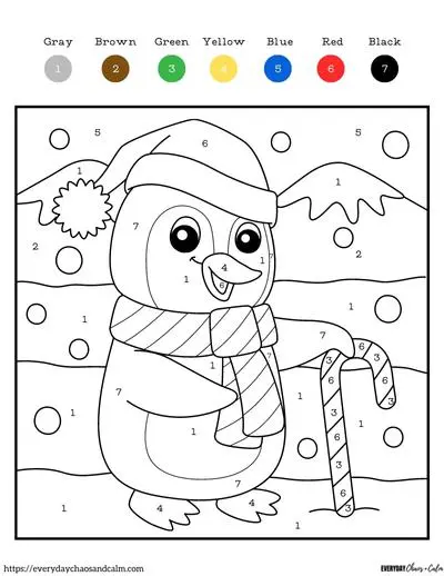 Free printable christmas color by number pages for kids