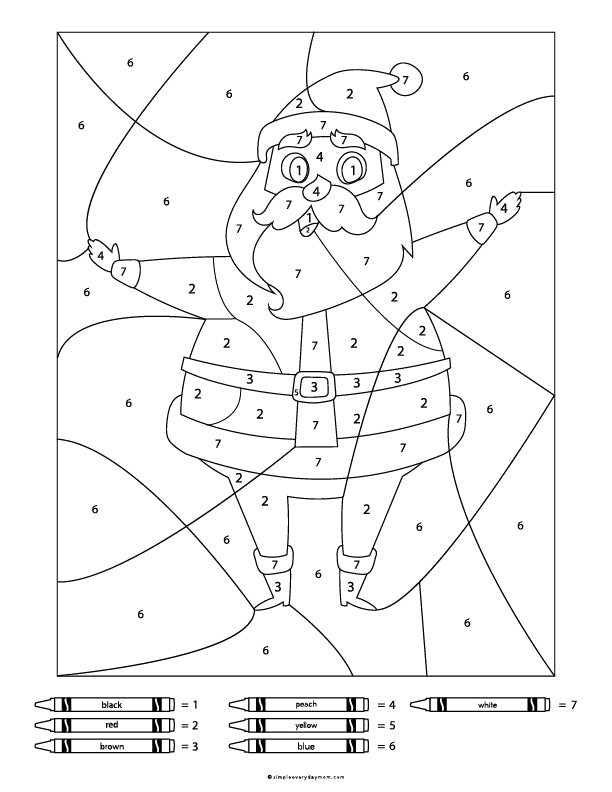 Christmas color by number worksheets â simple everyday mom