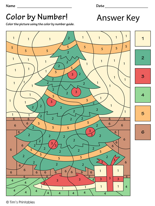 Color by number â the christmas tree â tims printables