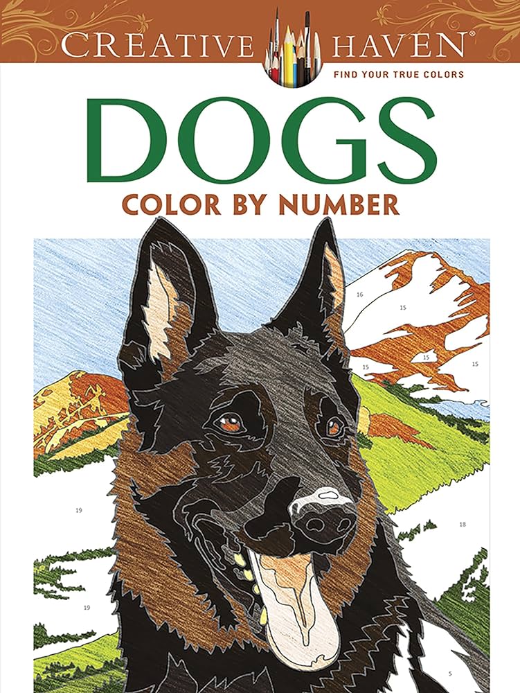 Creative haven dogs color by number coloring book adult coloring books pets pereira diego jourdan books