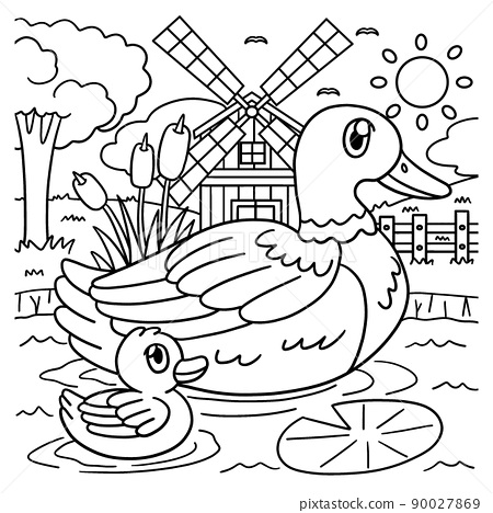 Duck coloring page for kids
