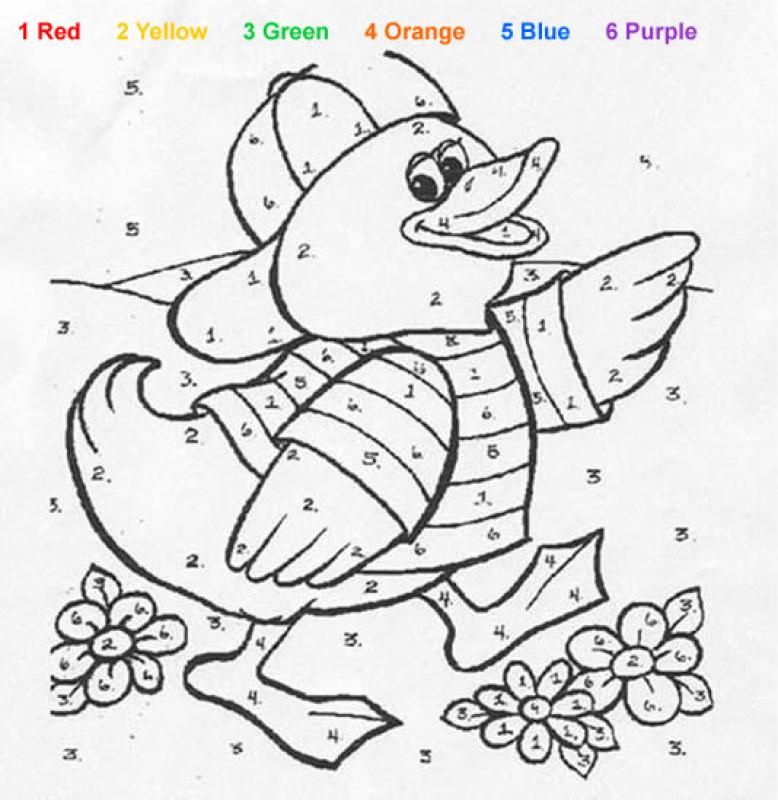 Animal color by number coloring pages