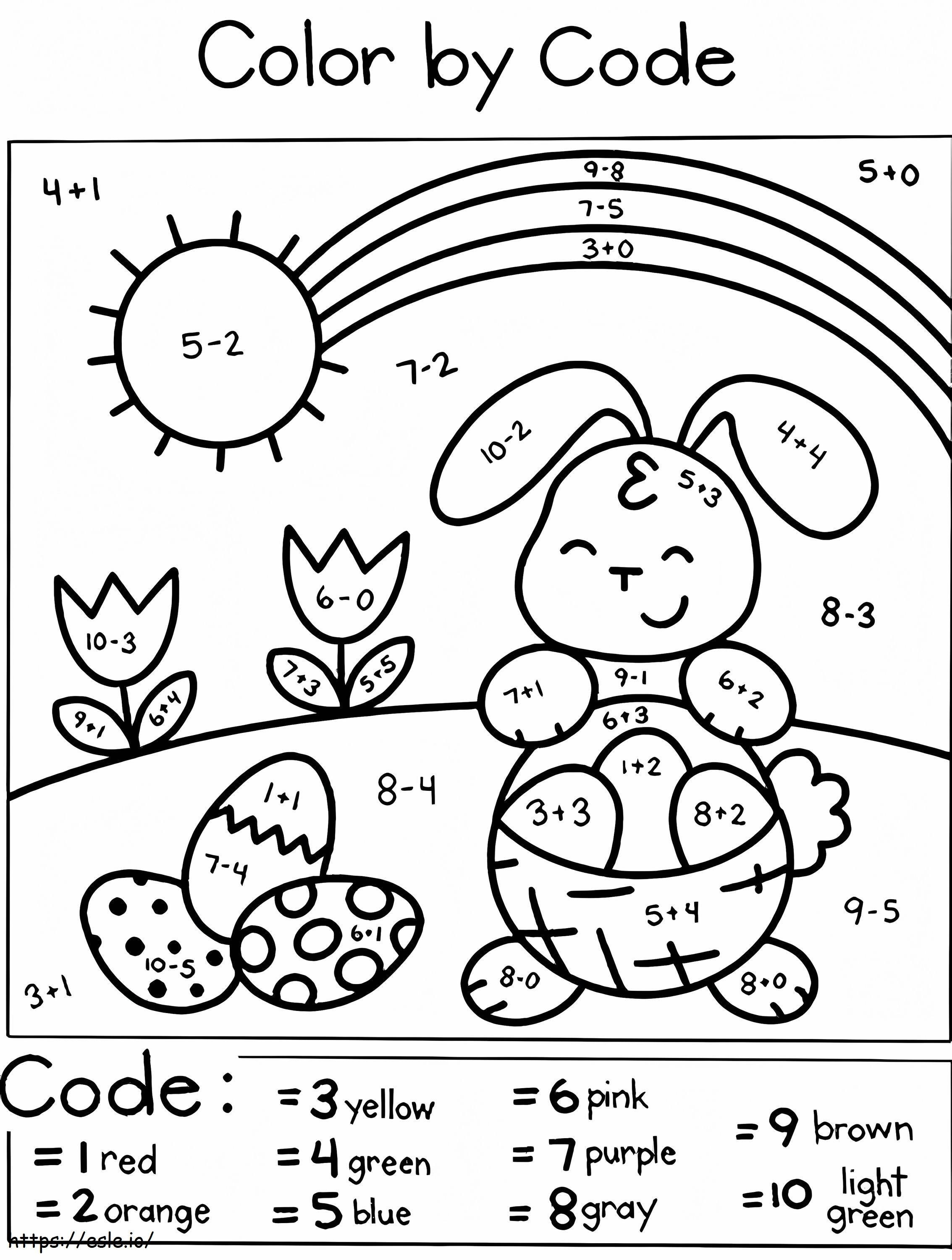 Lovely easter bunny color by number coloring page