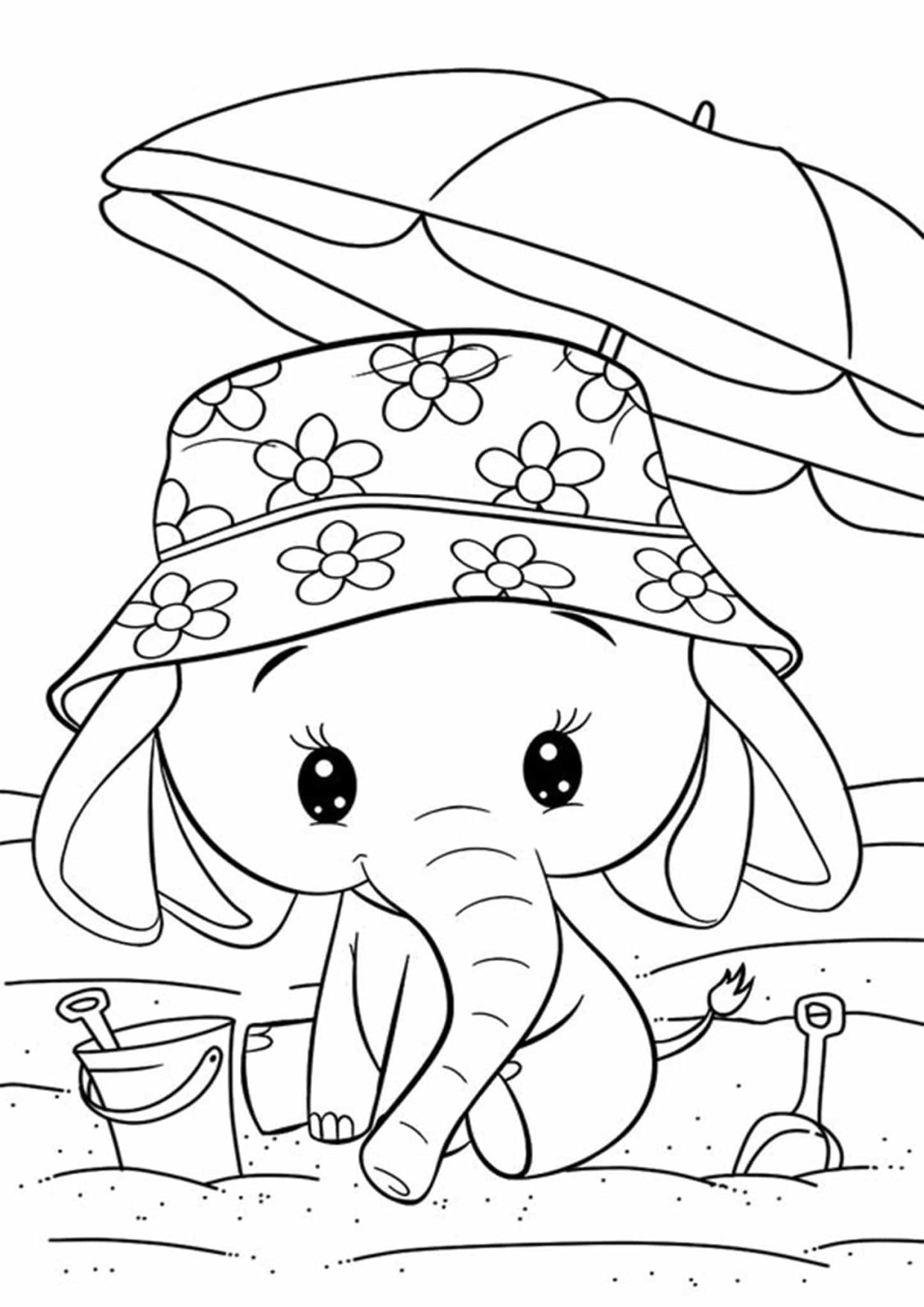 Cute elephant coloring pages
