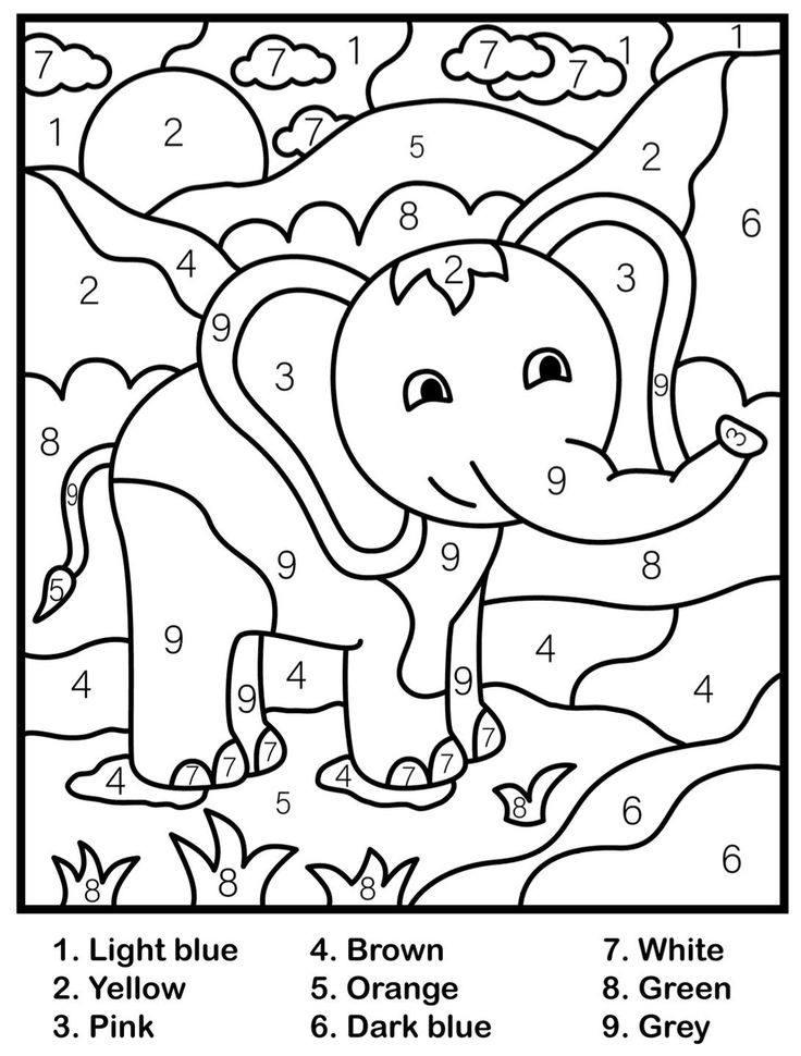 Childrens color by number printable pdf printable