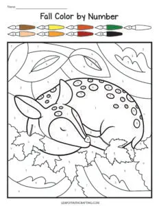 Free fall color by number printables sheets