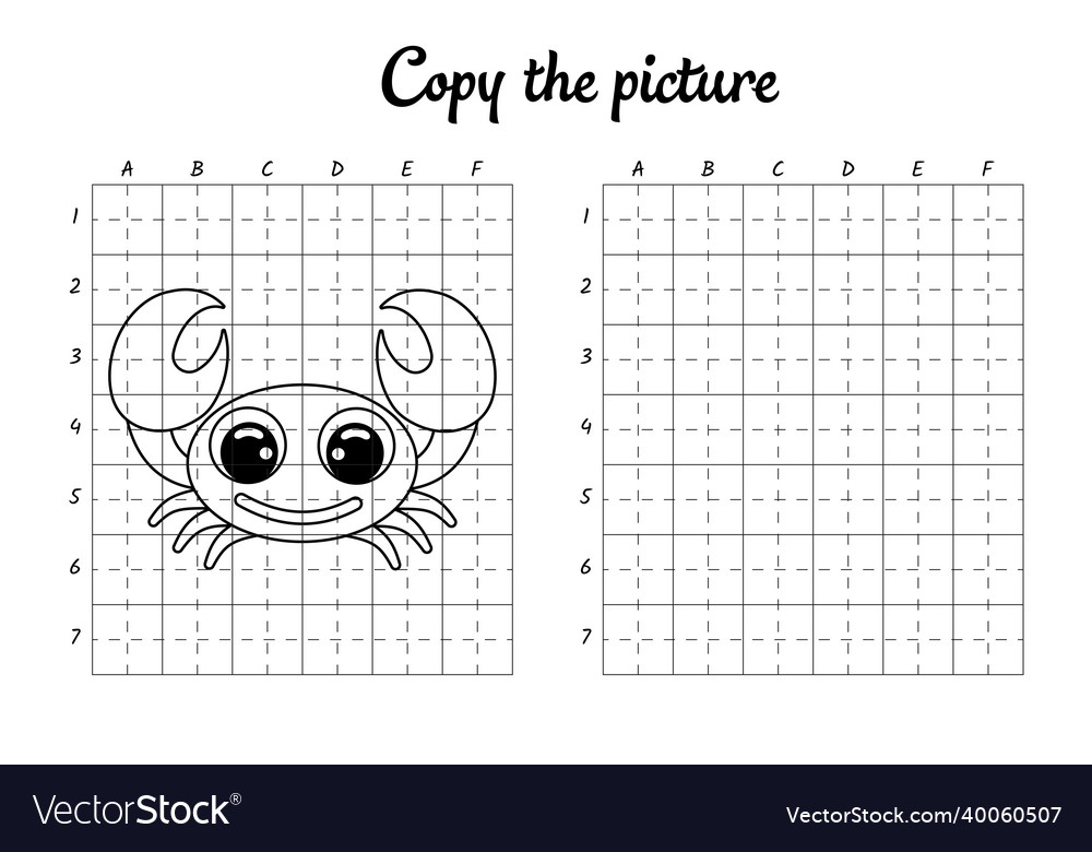 Copy the picture draw by grid coloring book pages vector image