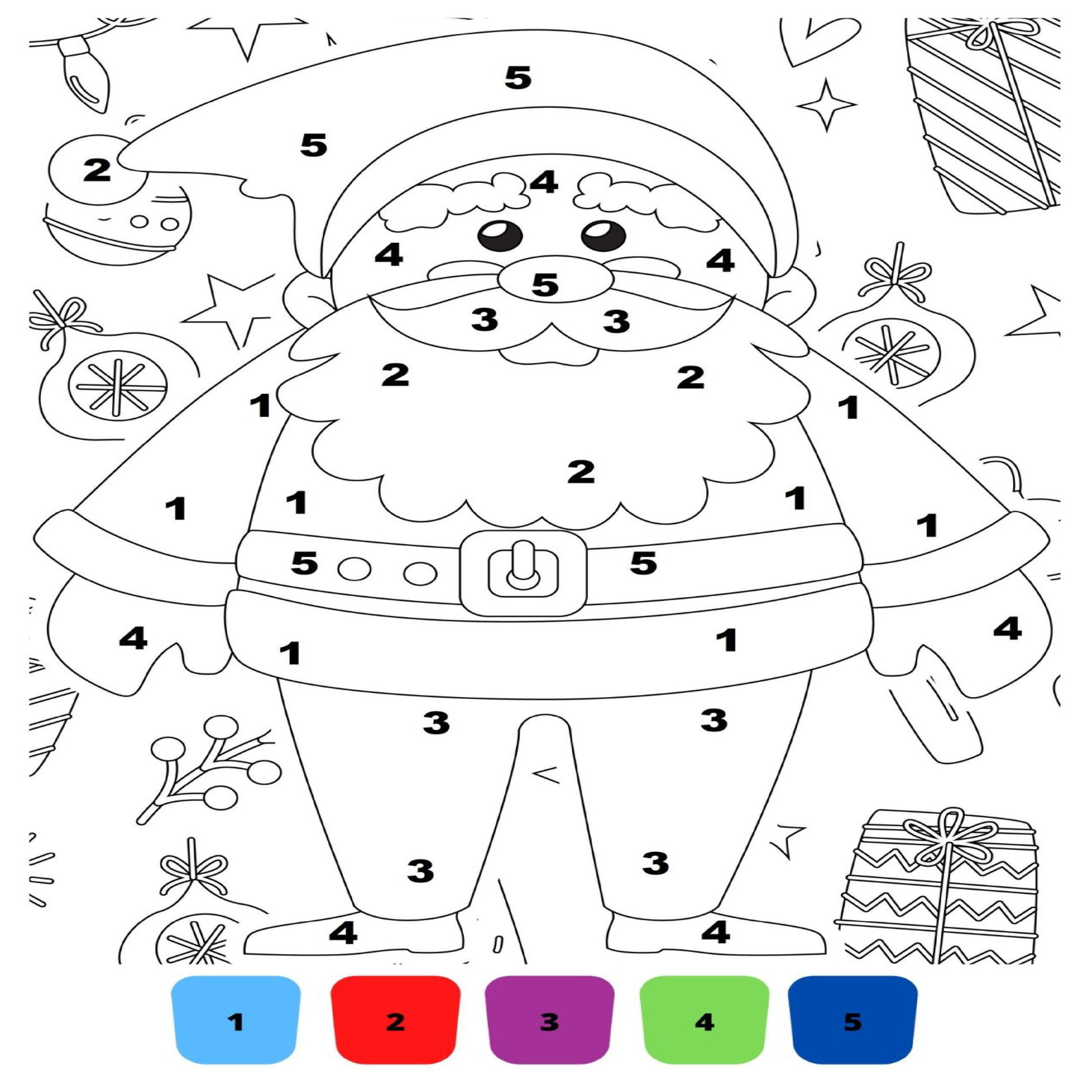 Christmas color by numbers of winter christmas holiday scenes made by teachers